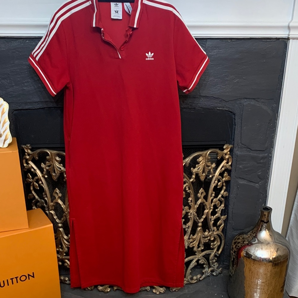 Adidas Red Short Sleeve Dress